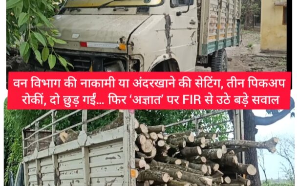 BIG NEWS वन विभाग की नाकामी या अंदरखाने की सेटिंग, तीन पिकअप रोकीं, दो छुड़ गईं… फिर ‘अज्ञात’ पर FIR से उठे बड़े सवाल